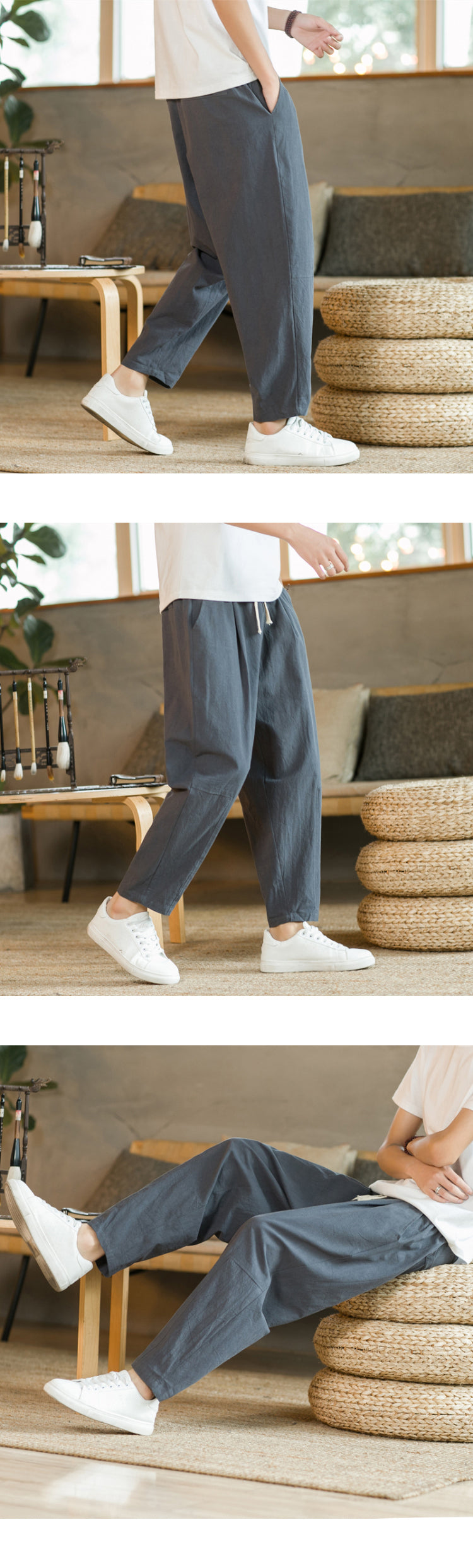 Men's Casual Cotton and Linen Pants