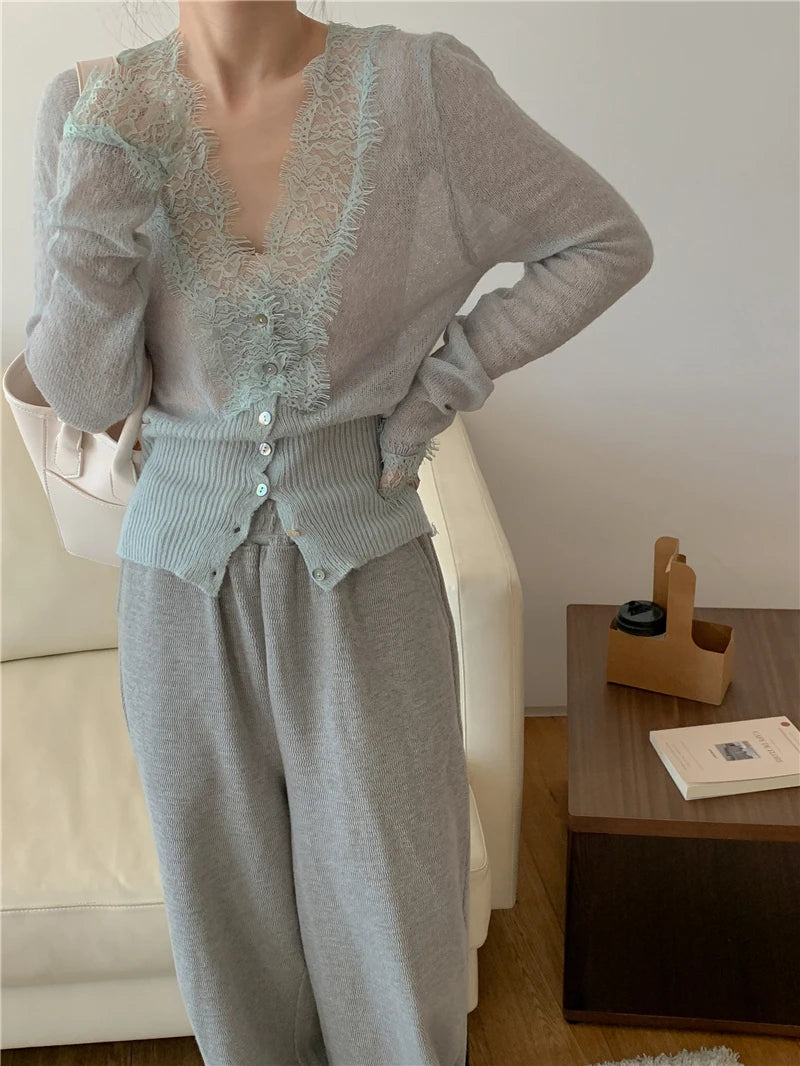 Elegant lace knit cardigan
