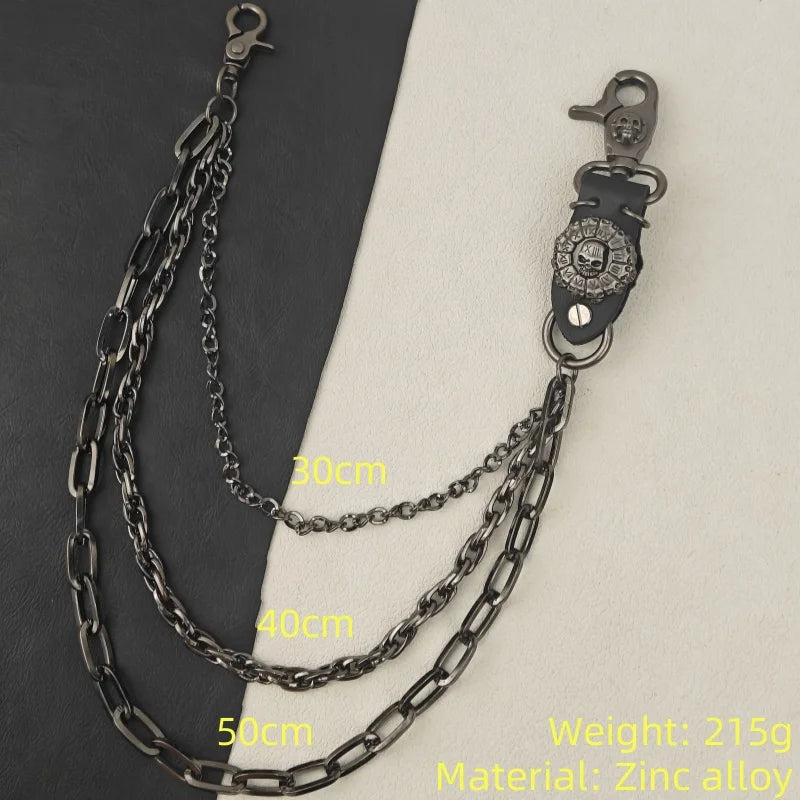 Multicolored Retro Punk Three Layers Pants Chain