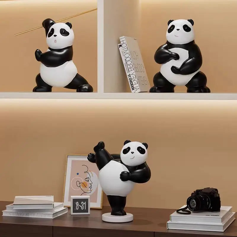 Panda in martial arts fighting stances