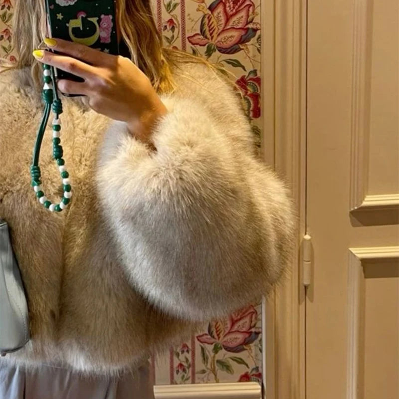 Gardient Luxury Faux Fur Coat