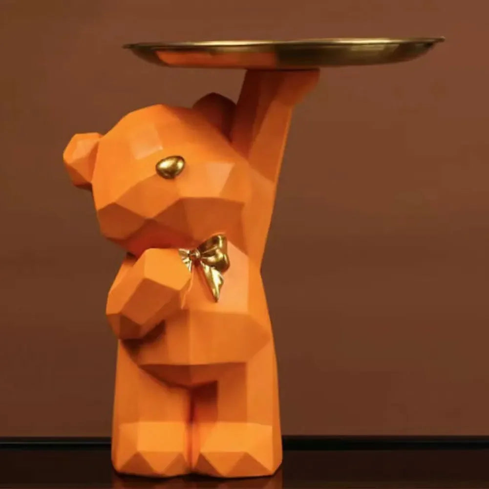 Geometric resin bear statue for table decoration