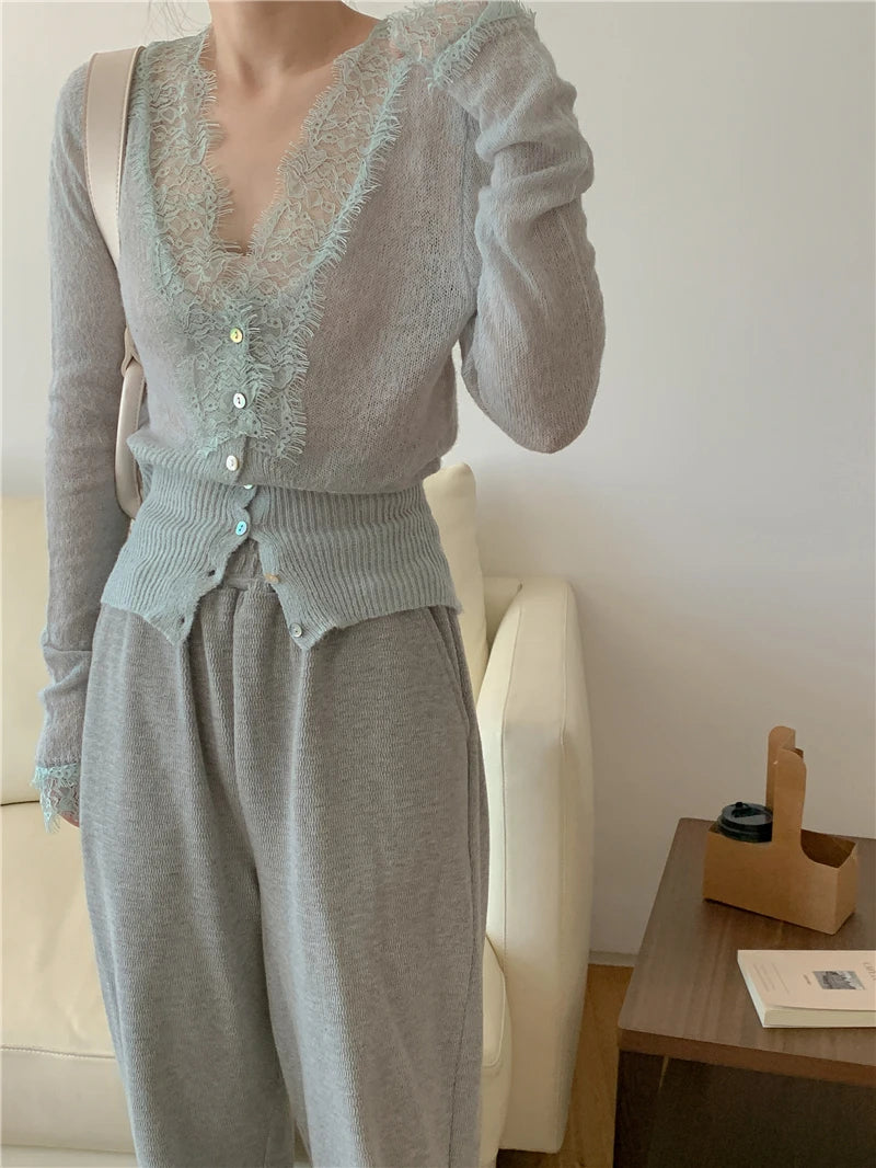 Elegant lace knit cardigan