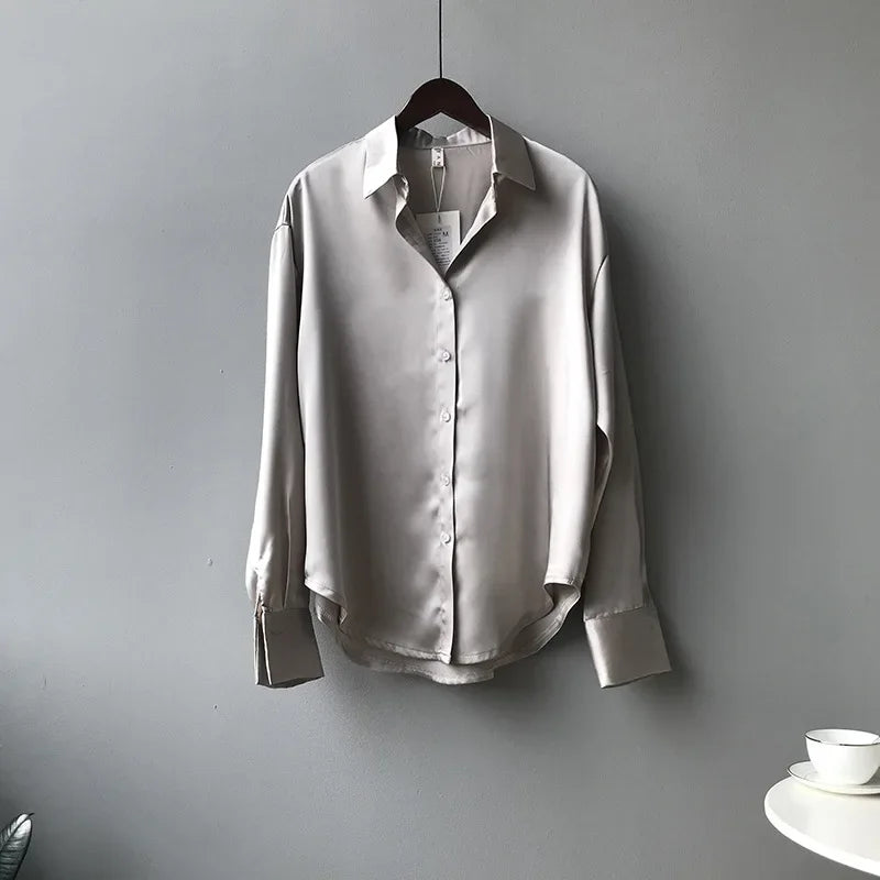 Vintage Satin Button-Down Shirt