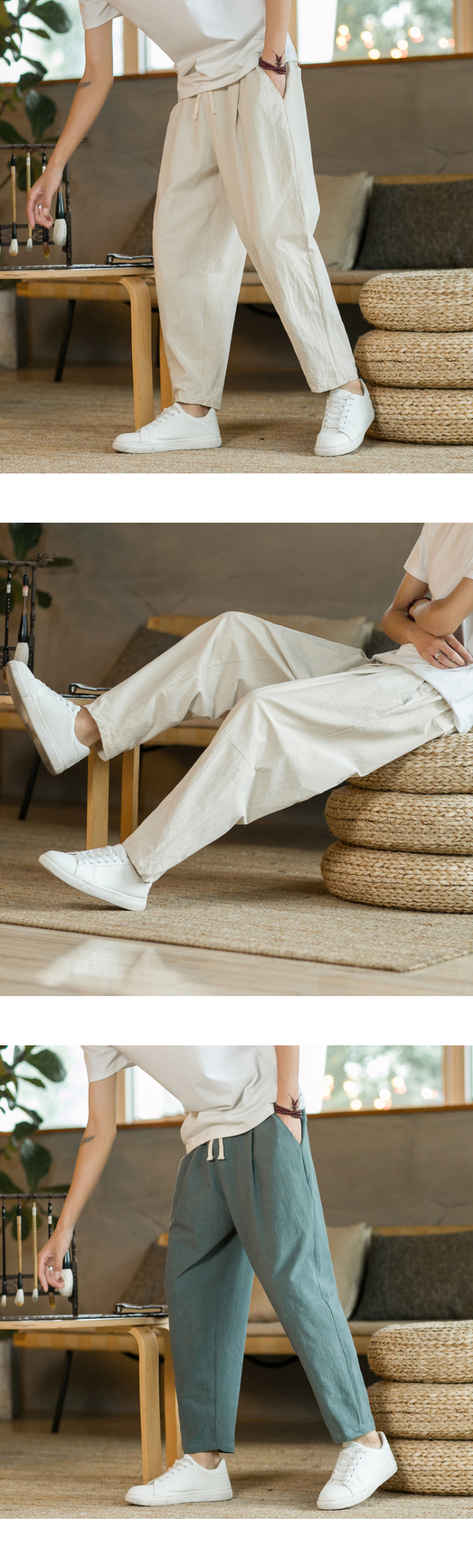 Men's Casual Cotton and Linen Pants