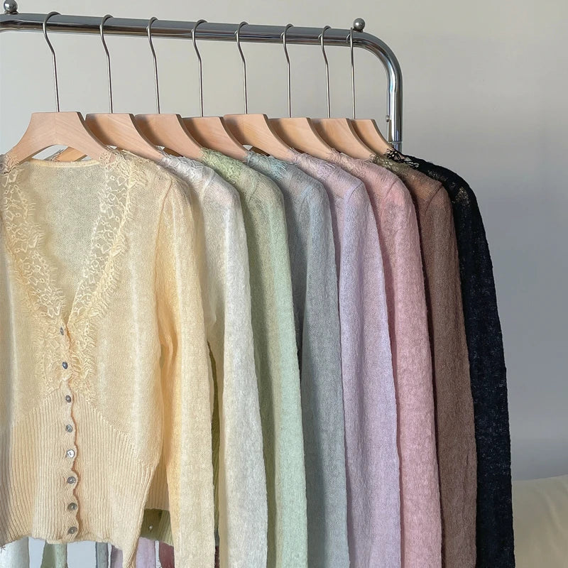 Elegant lace knit cardigan