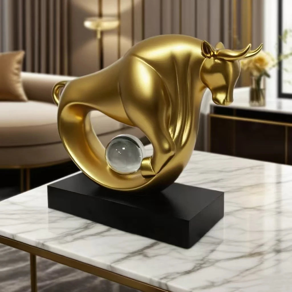 Modern resin cow statue for home and office decoration