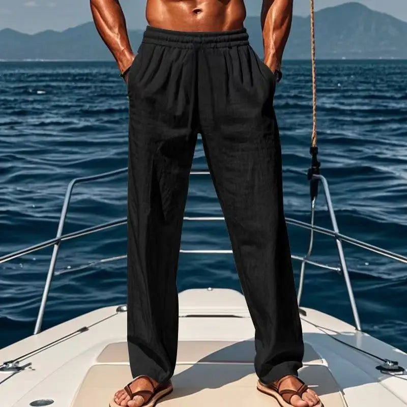 Hawaiian Style Cotton and Linen Trousers Spring and Summer