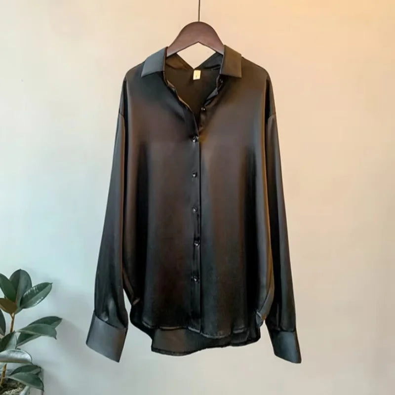 Vintage Satin Button-Down Shirt