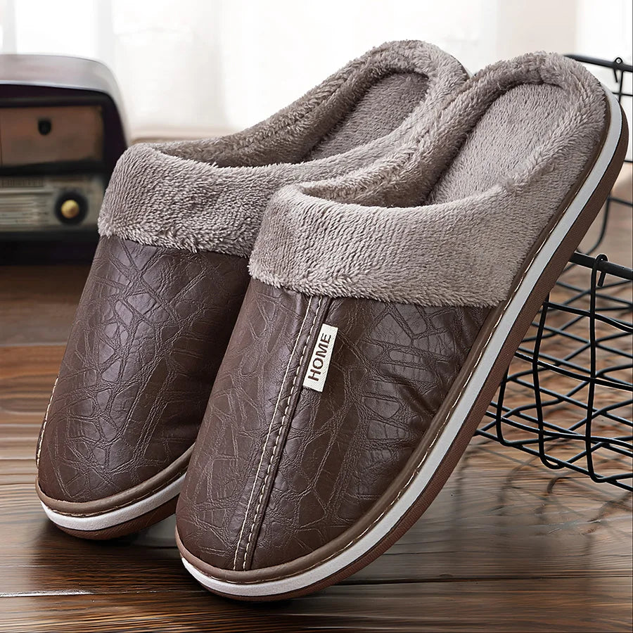 Warm slippers with non-slip TPR rubber sole