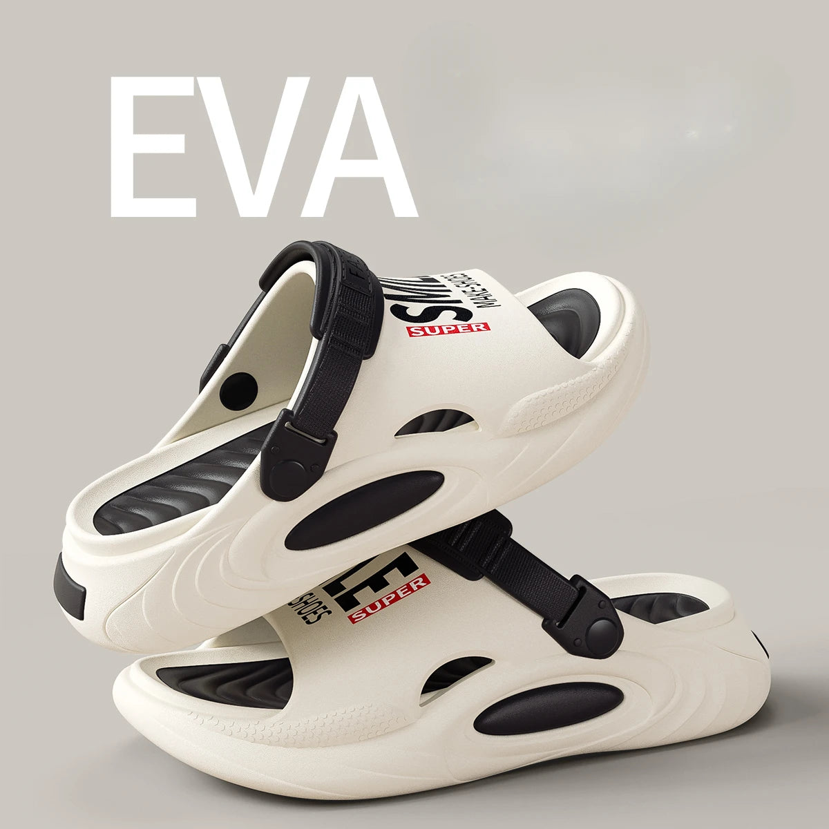 Unisex summer flip flops with thick EVA sole