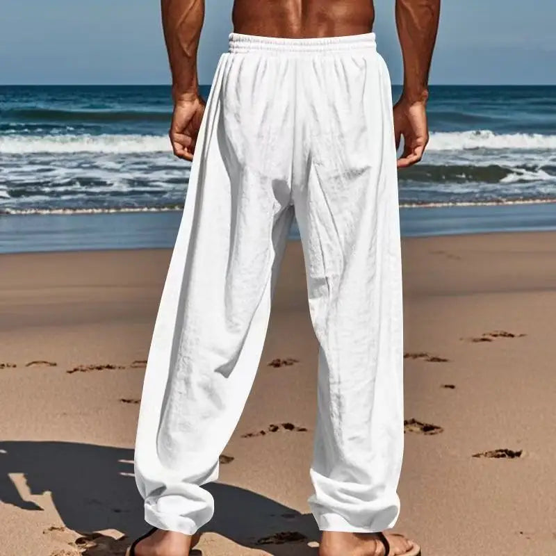Hawaiian Style Cotton and Linen Trousers Spring and Summer