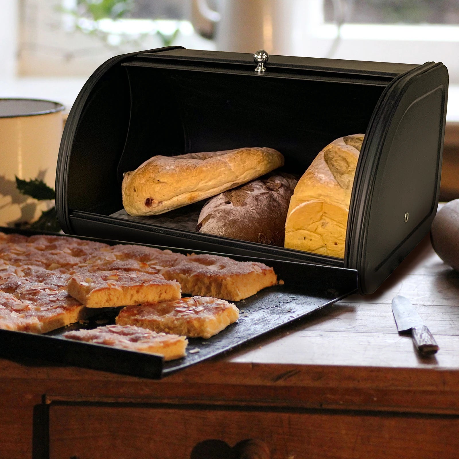 Bread Box with Clamshell Style Opening