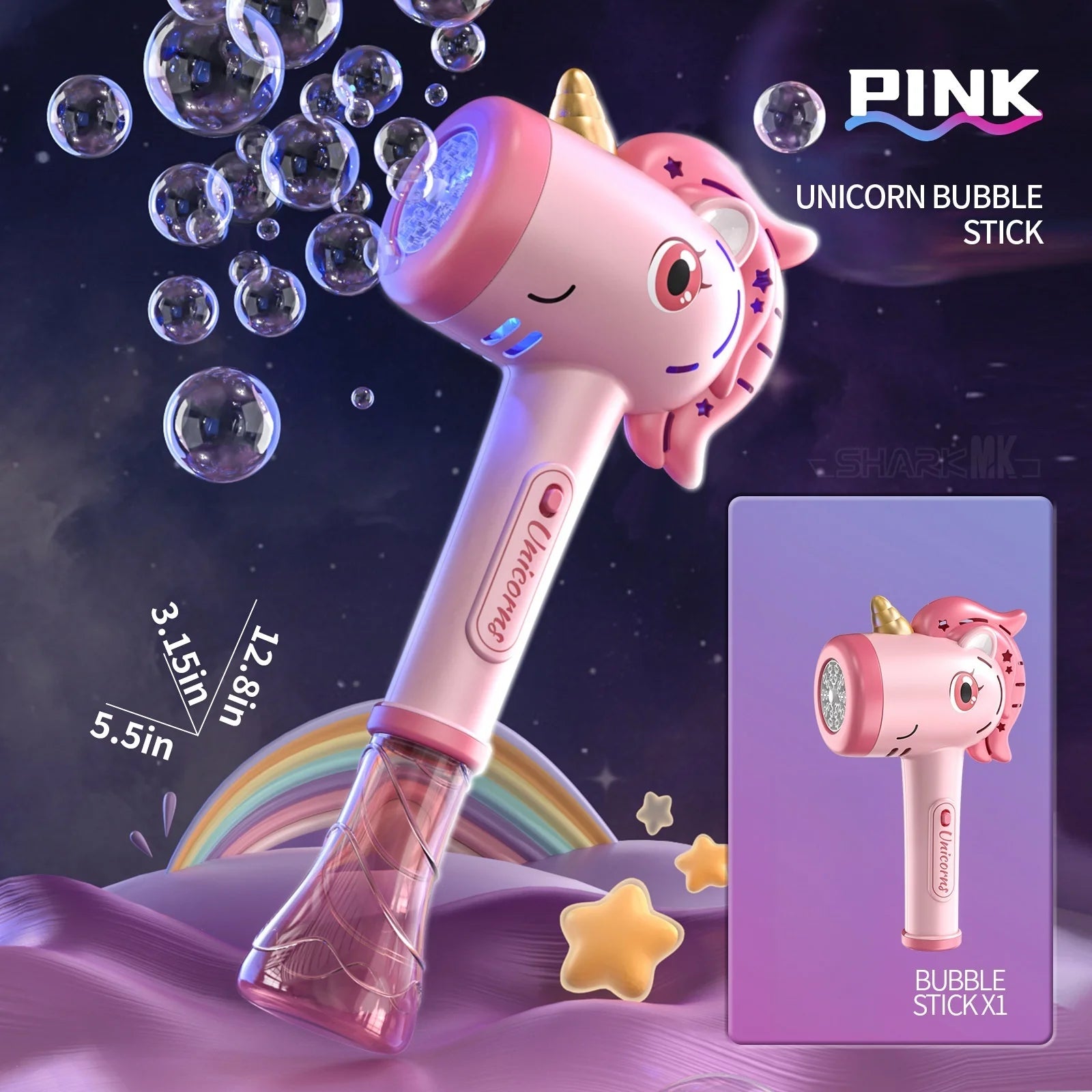 Unicorn Bubble Gun with Light and Music