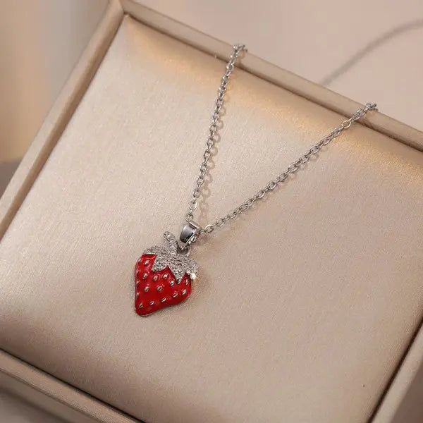 Tulip and Strawberry Pendant Necklace