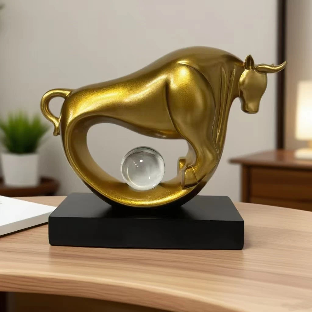 Modern resin cow statue for home and office decoration