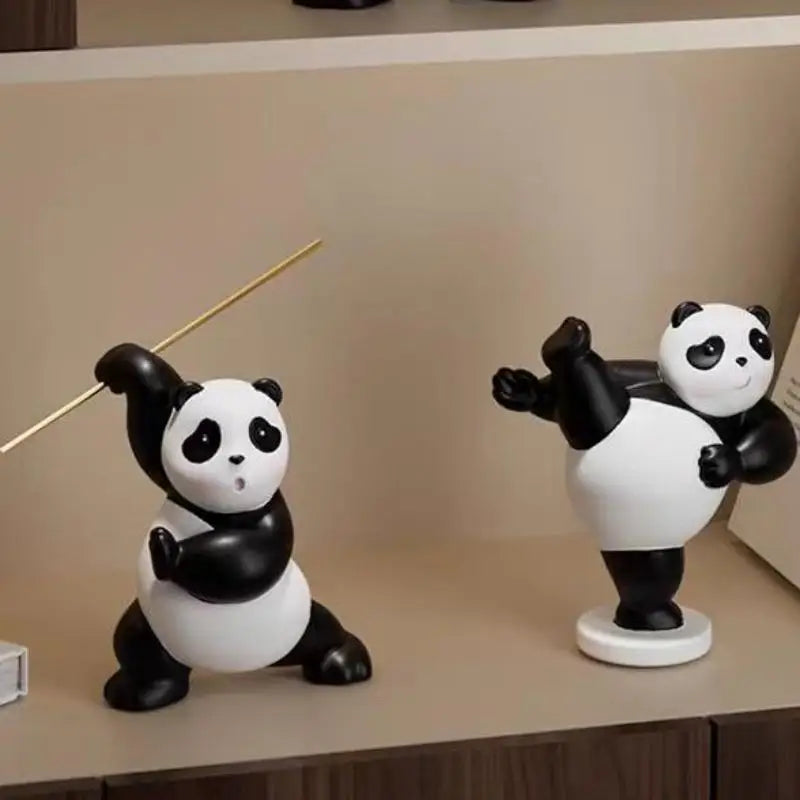 Panda in martial arts fighting stances