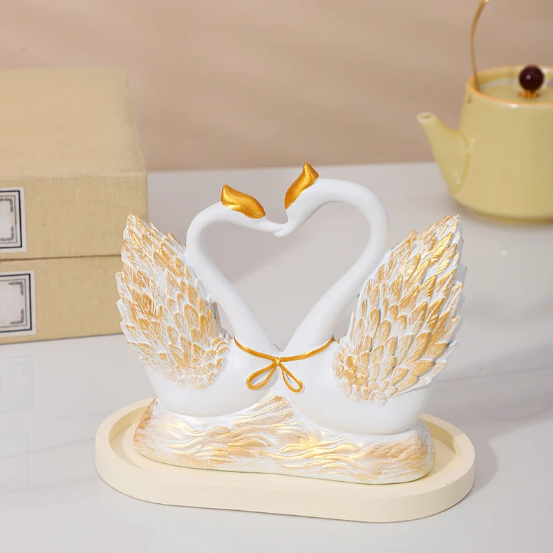 Collectible figurine heart-shaped swan ornament