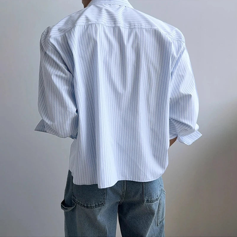 Korean style long sleeve striped shirt