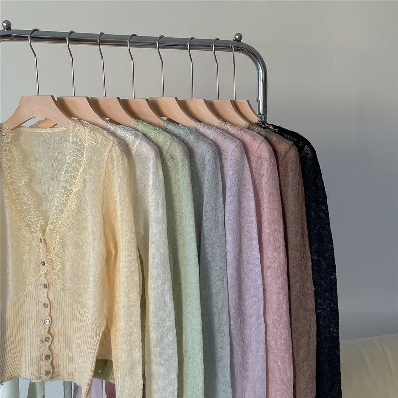 Elegant lace knit cardigan