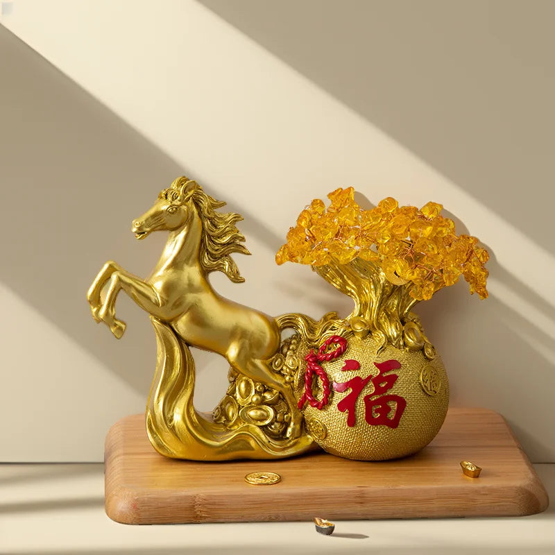 Elegant resin horse statue for home and office decoration