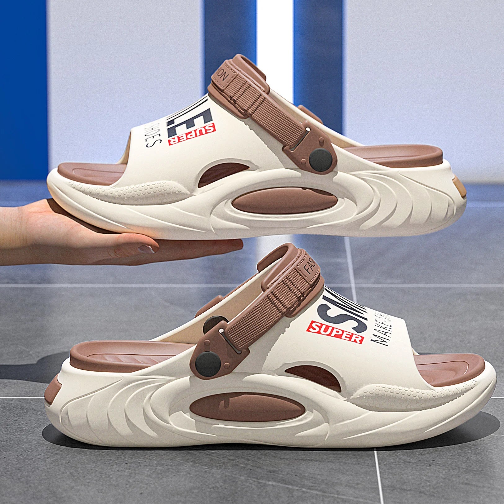 Unisex summer flip flops with thick EVA sole