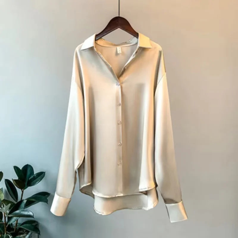 Vintage Satin Button-Down Shirt