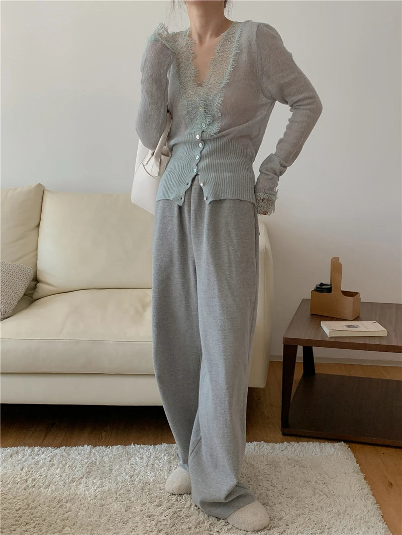 Elegant lace knit cardigan