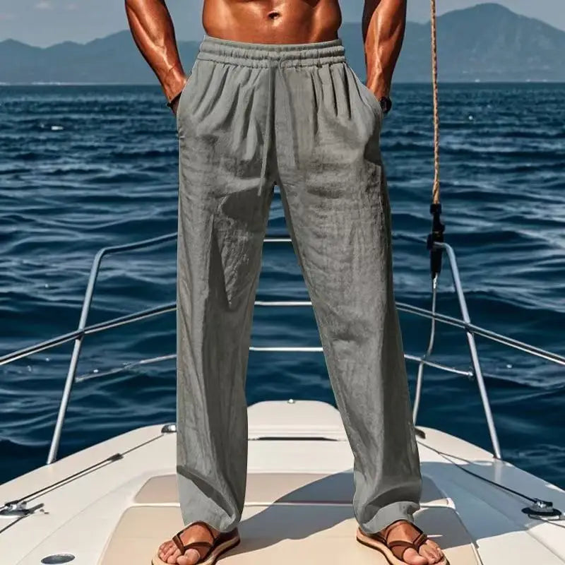 Hawaiian Style Cotton and Linen Trousers Spring and Summer