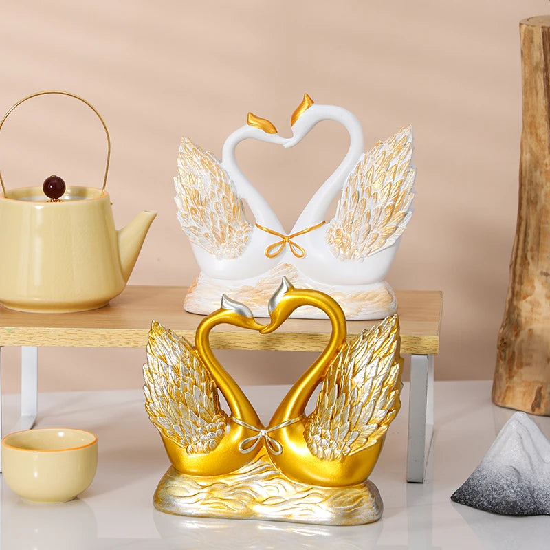 Collectible figurine heart-shaped swan ornament