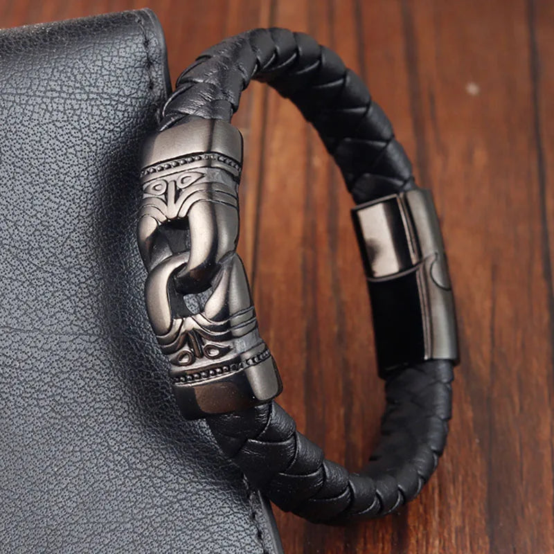 Leather Bracelet with Teeth Totem
