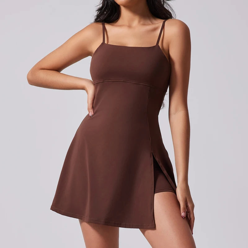 Women's Sporty Dress with Tennis Skirt and U-Style Back