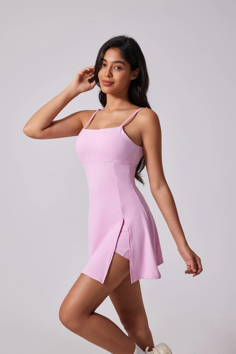 Women's Sporty Dress with Tennis Skirt and U-Style Back