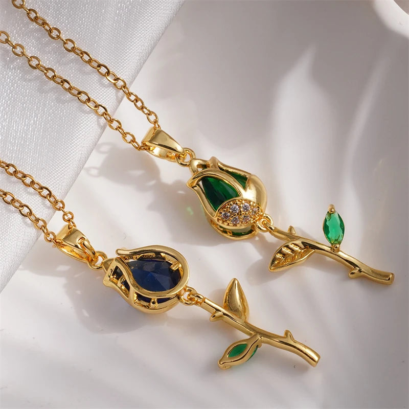 Tulip and Strawberry Pendant Necklace
