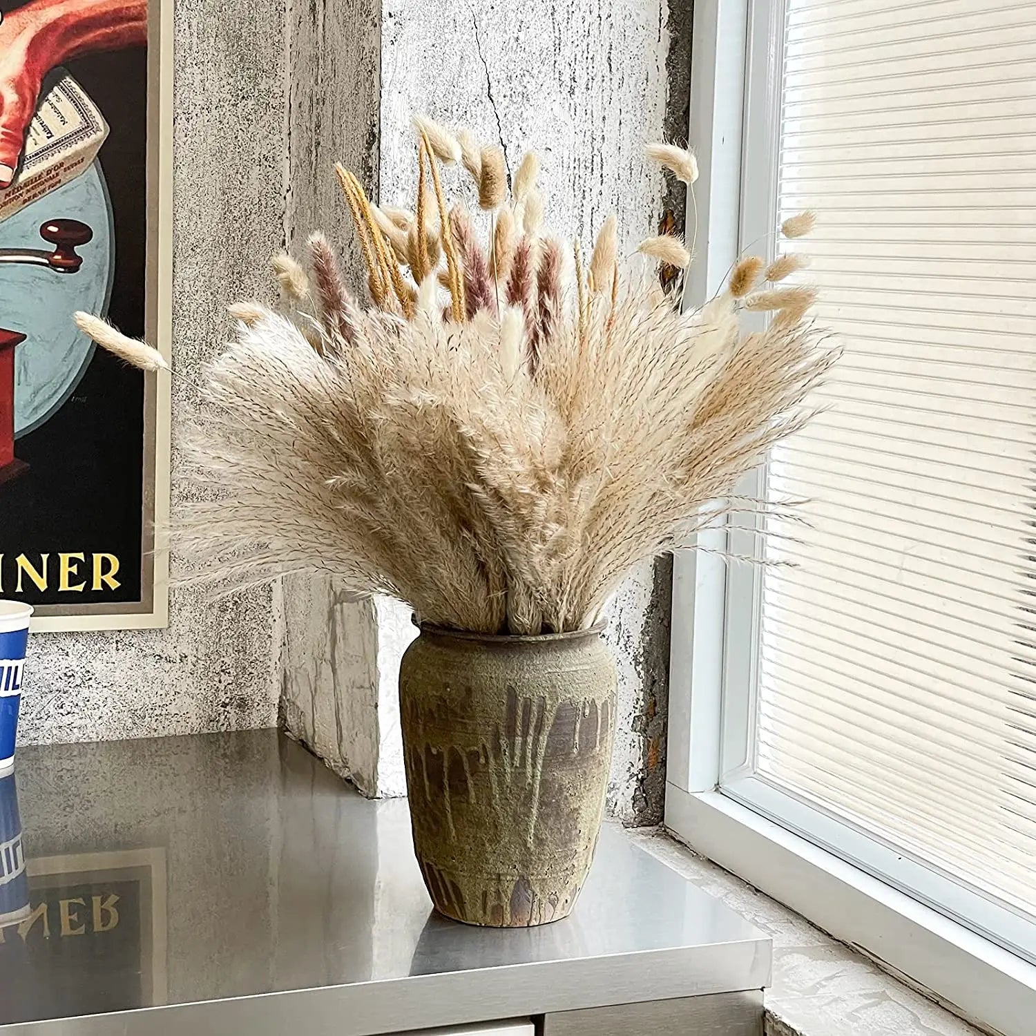 120 units of dried pampas grass for home and vintage decoration