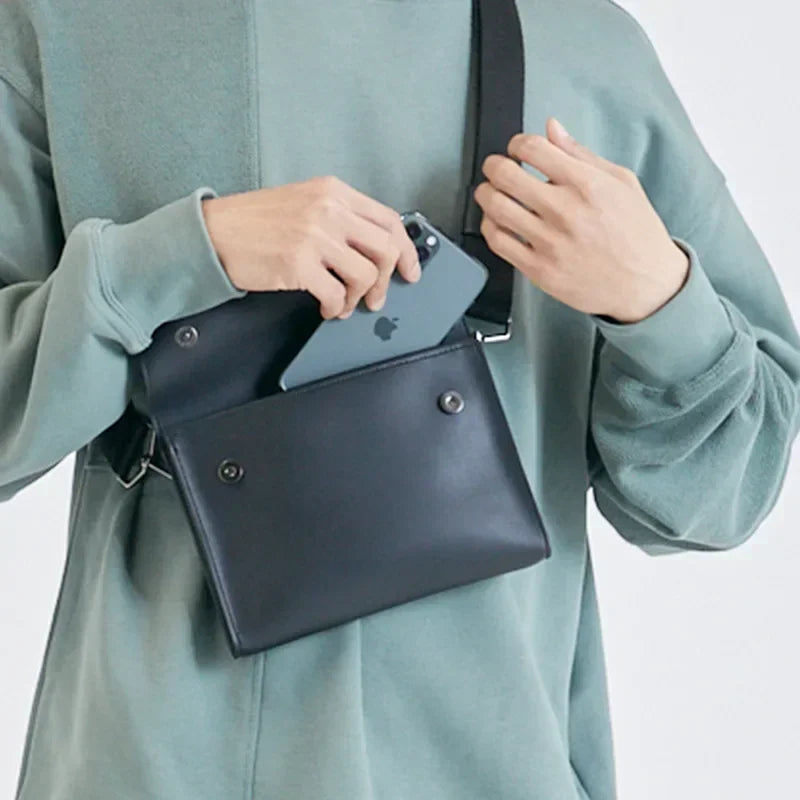 Korean style crossbody bag in durable leather