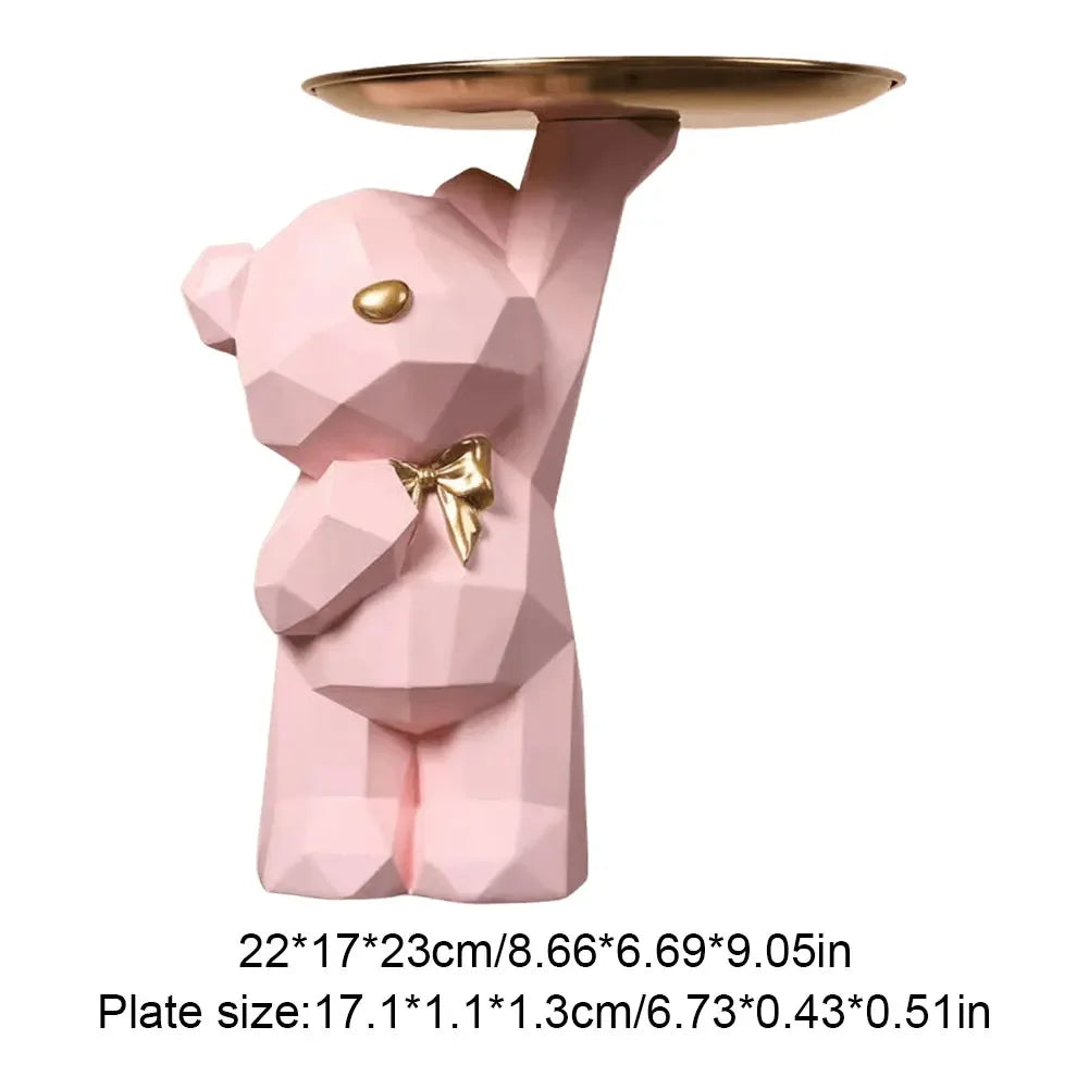 Geometric resin bear statue for table decoration
