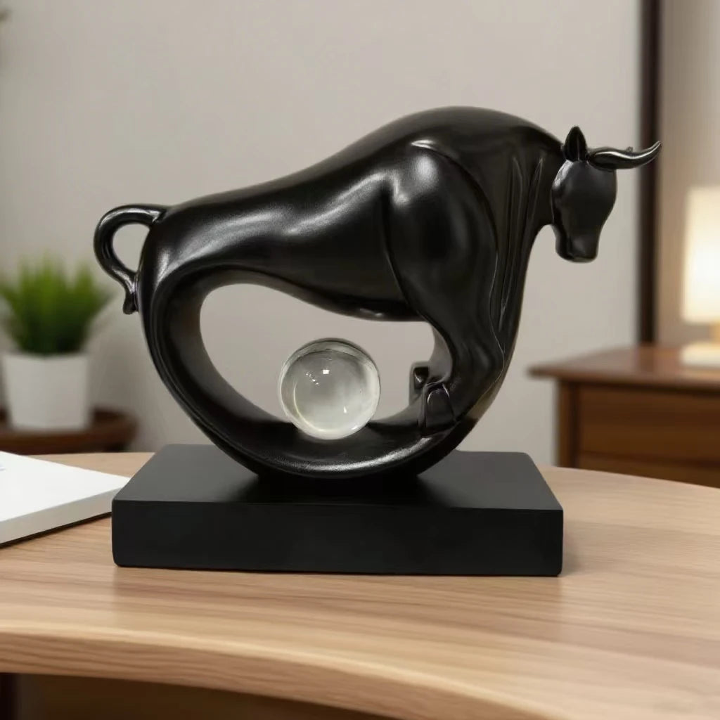 Modern resin cow statue for home and office decoration