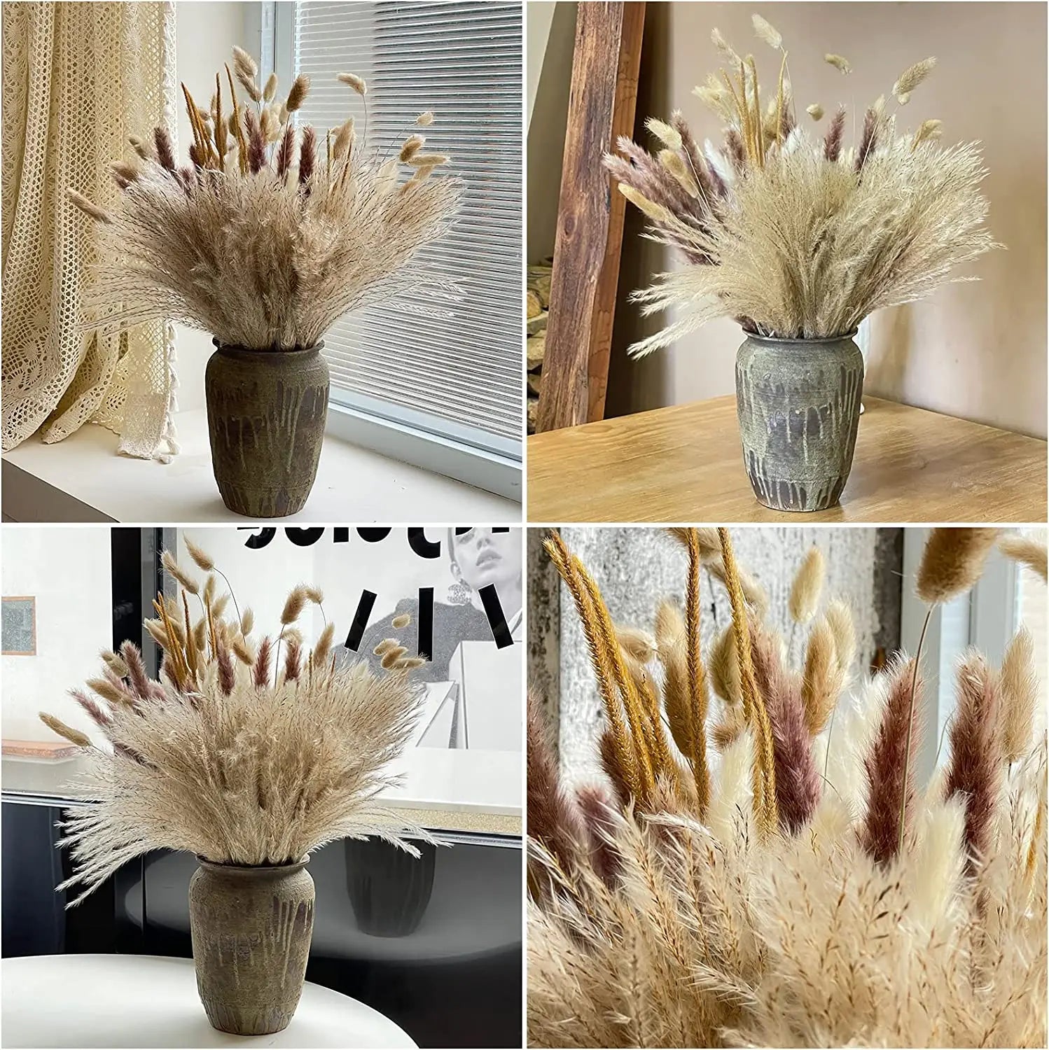 120 units of dried pampas grass for home and vintage decoration