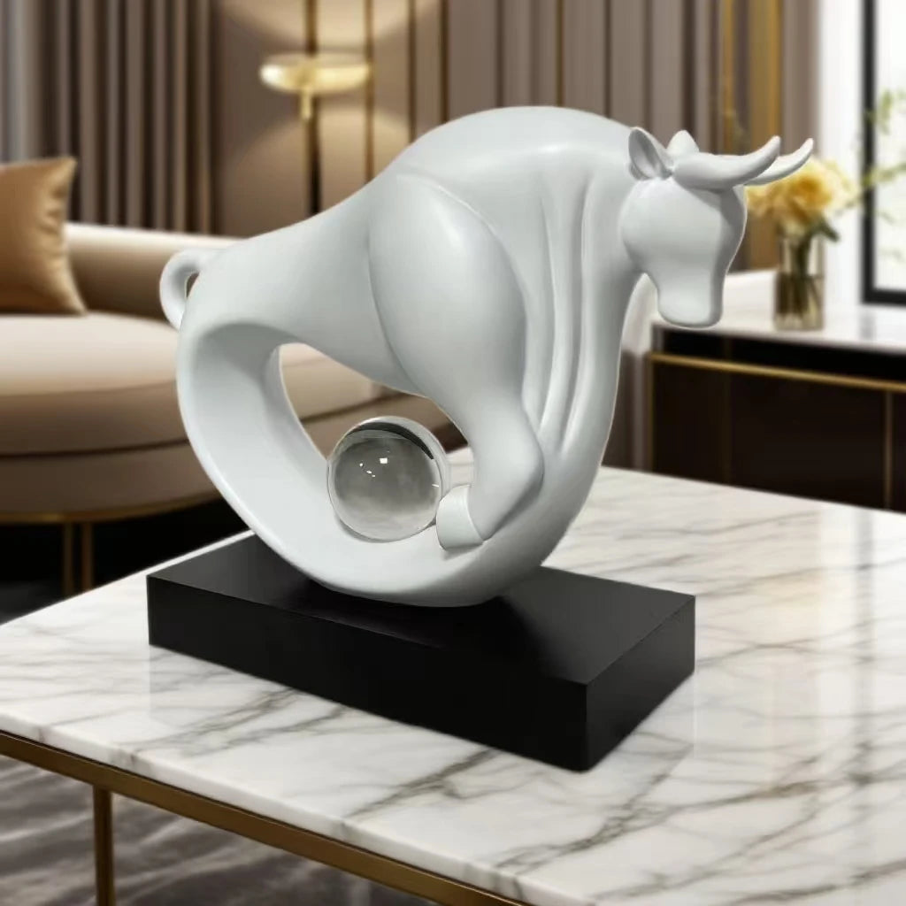 Modern resin cow statue for home and office decoration