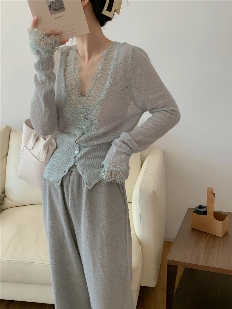 Elegant lace knit cardigan