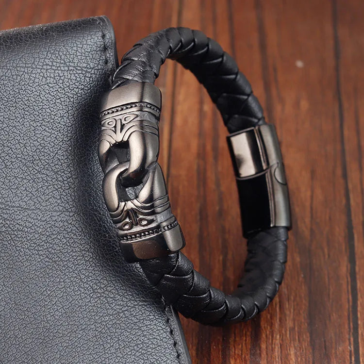 Leather Bracelet with Teeth Totem