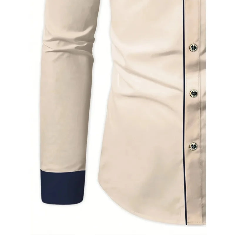 Khaki Patchwork Dress Shirt