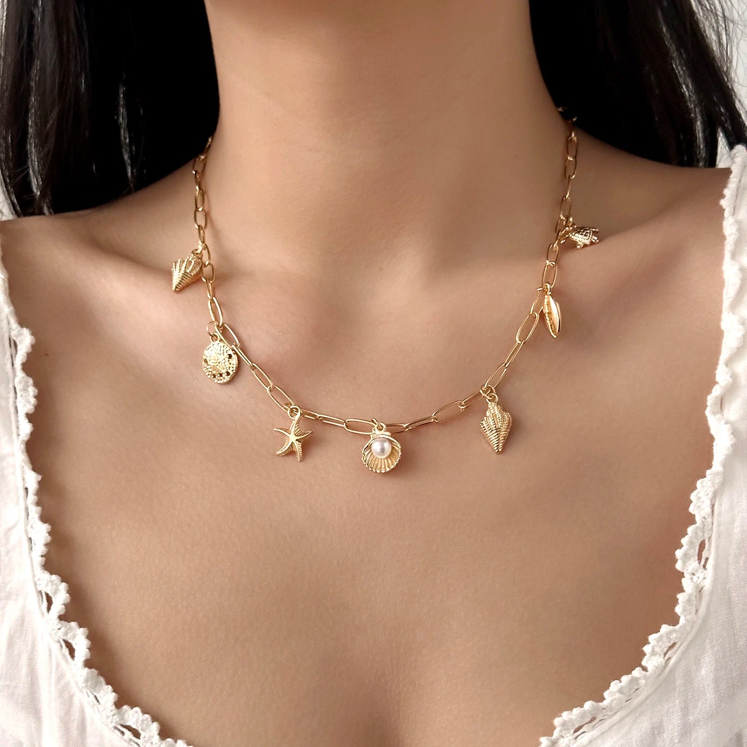 Turtle and Starfish Pendant Necklace