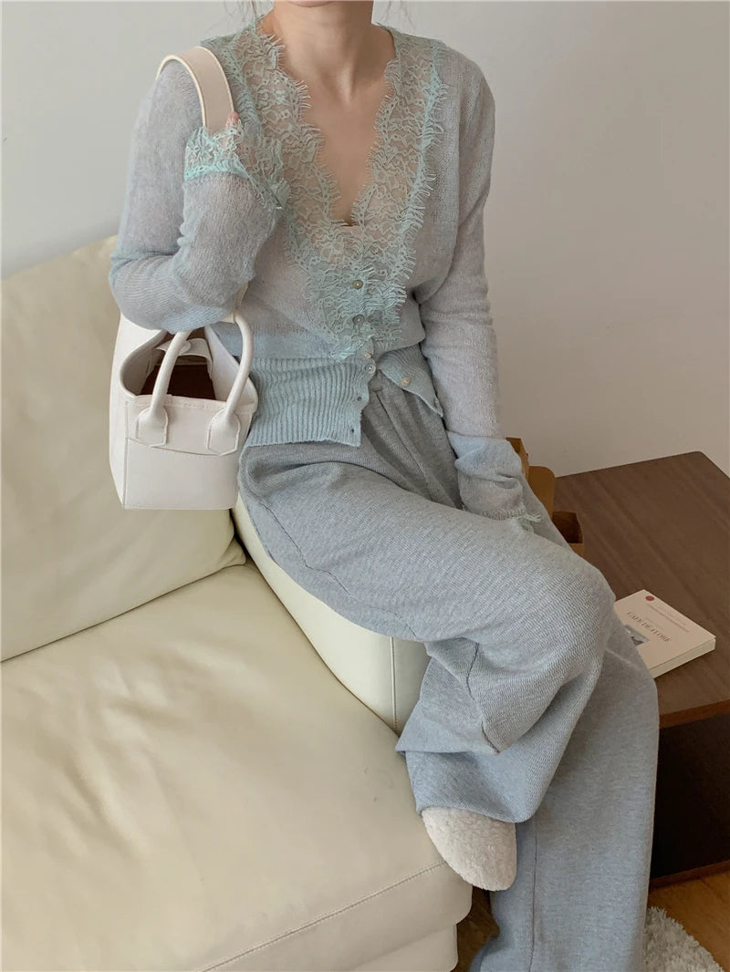 Elegant lace knit cardigan