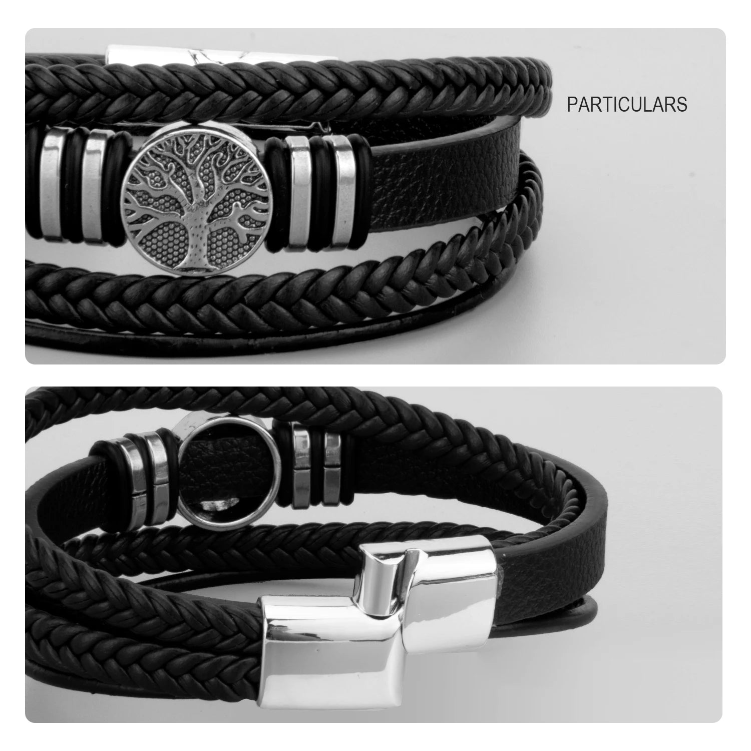 Braided leather bracelets in 3 colors
