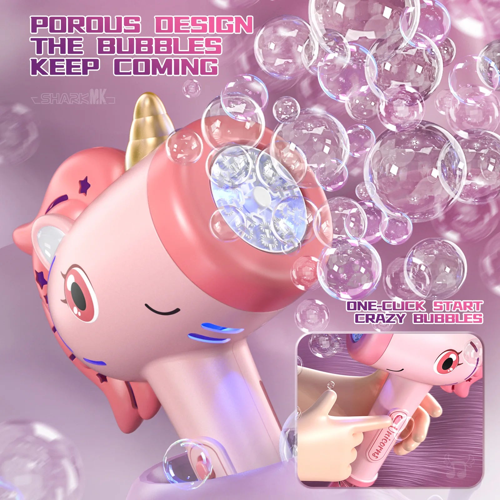 Unicorn Bubble Gun with Light and Music