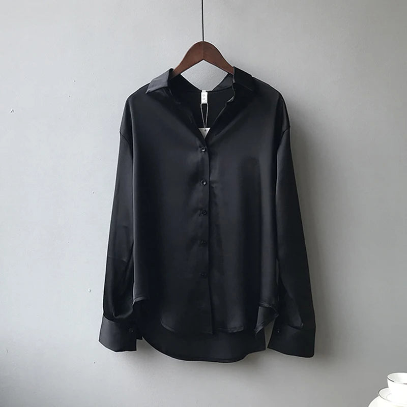 Vintage Satin Button-Down Shirt