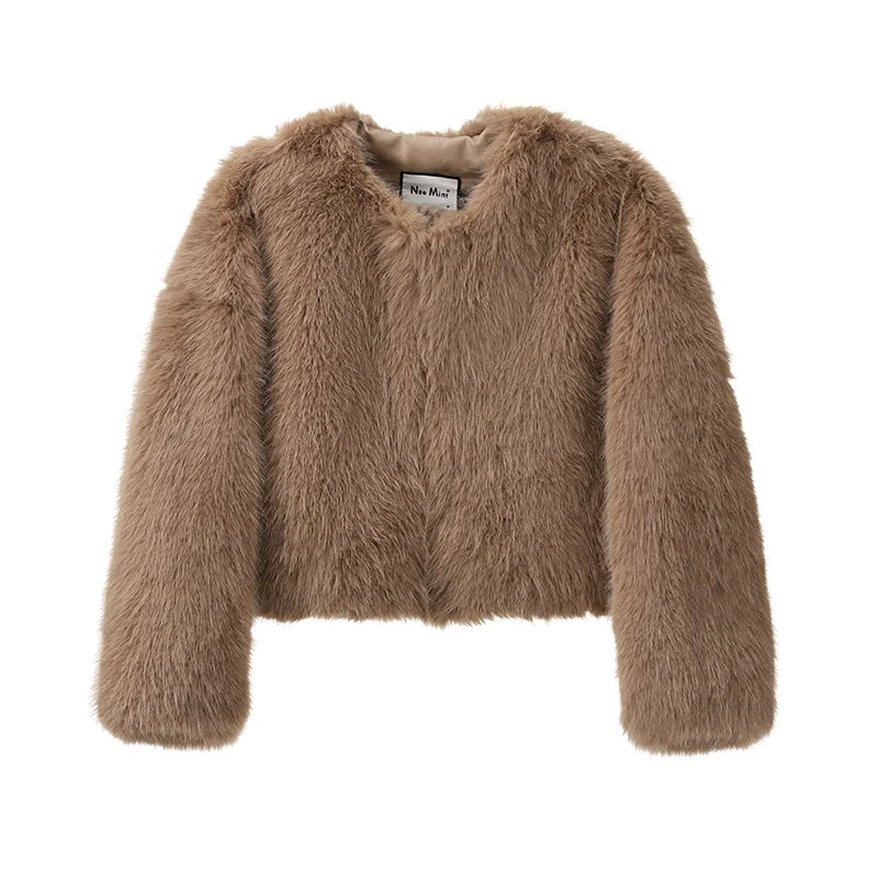 Gardient Luxury Faux Fur Coat
