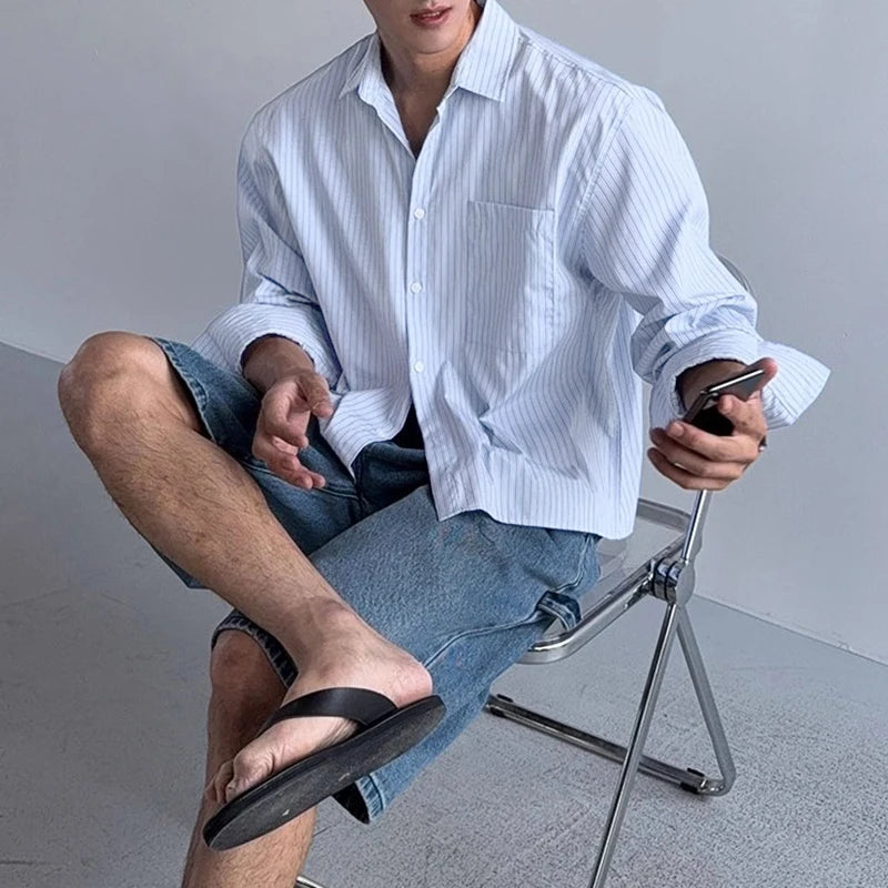 Korean style long sleeve striped shirt